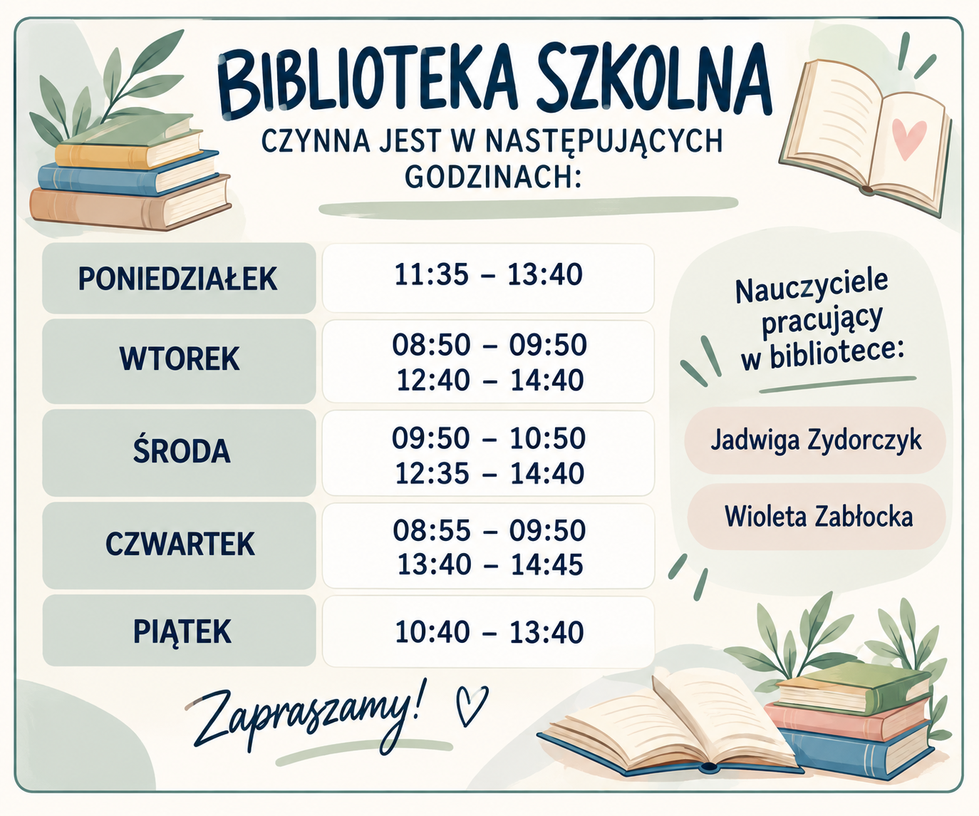 godziny otwarcia bibioteki